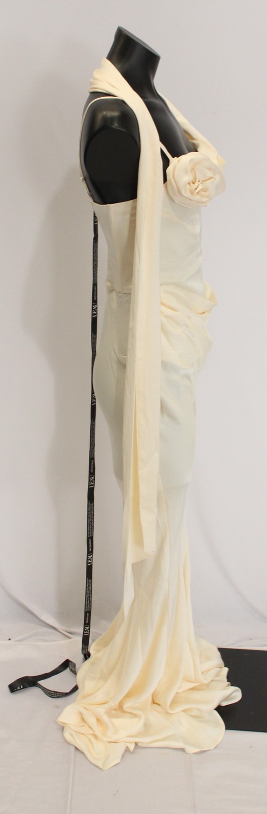 Leau Women’s Celine Corset Drape Unlined Satin Gown CD4 Ivory Size XS NWT