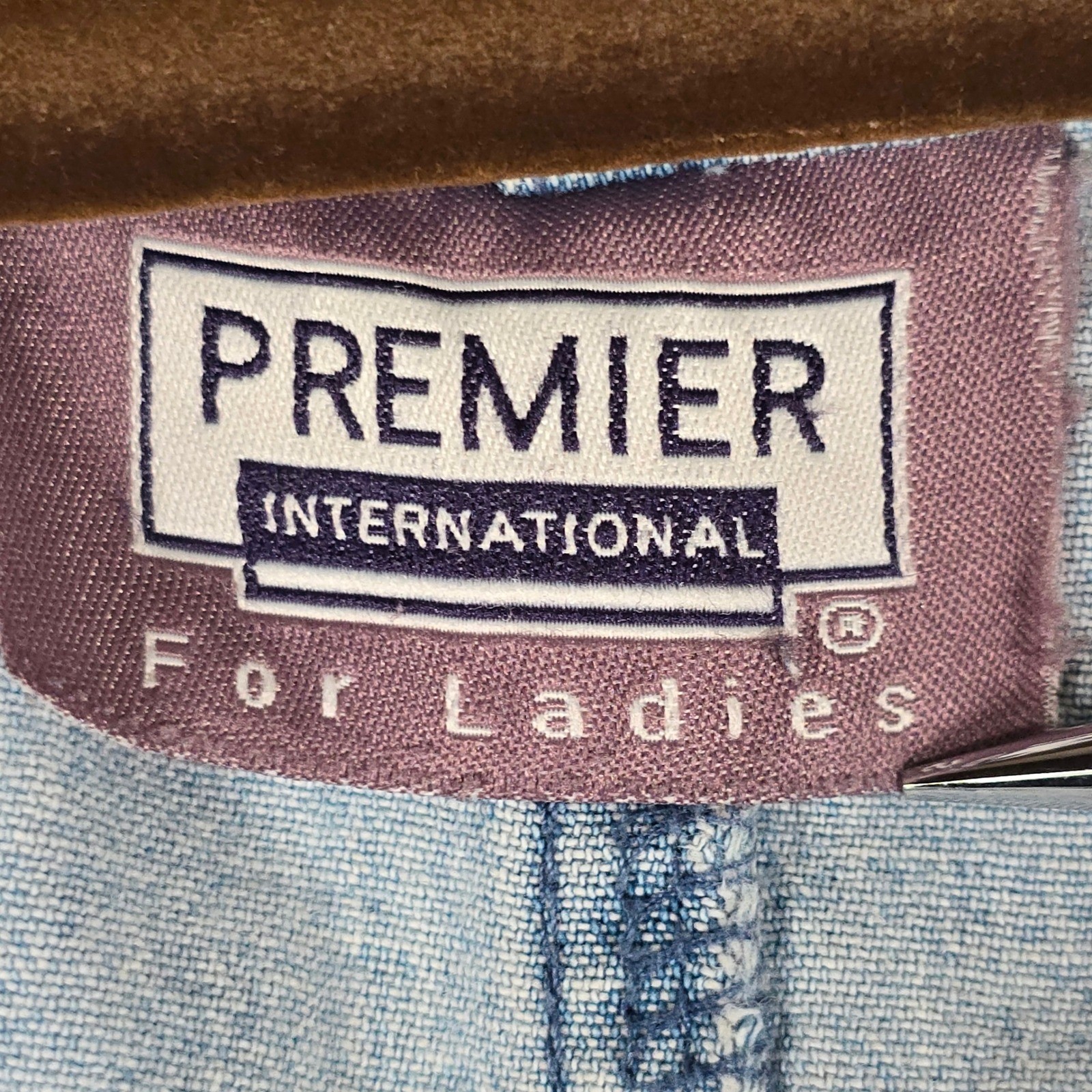 Premier International Womens Vintage 90s Denim Zip Front Jumper Dress Blue L