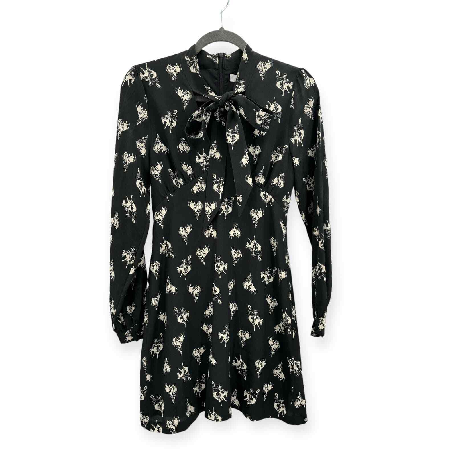 RE/DONE X Levi’s 60s Cowboy Necktie Equestrian Print Black Mini Dress Size Small