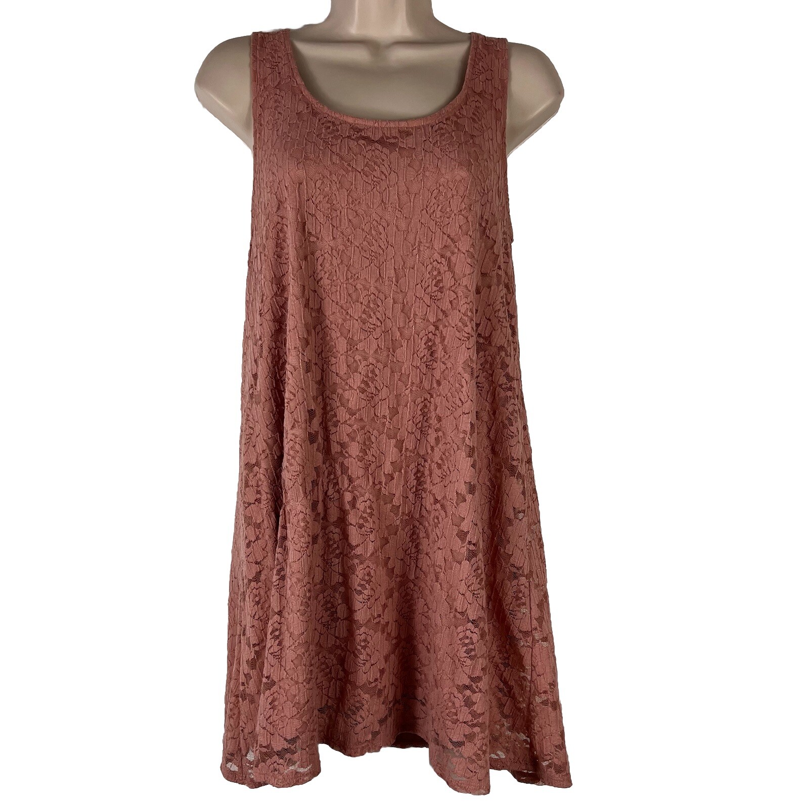 Forever 21 Dress Women’s Small Above Knee Mini Sleeveless Shift Blush Pink Lace