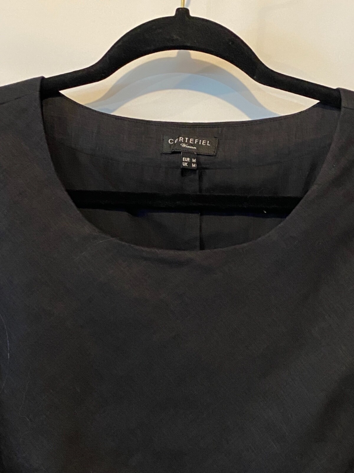 Cortefiel US S Black Linen Layered Lined Sleeveless Short Dress UK M EUR M
