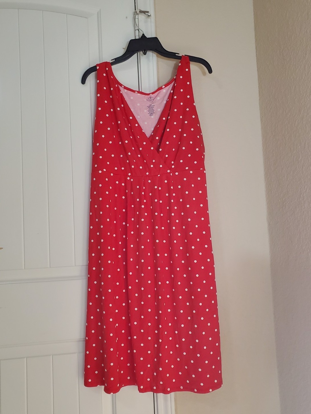 NWT St. John’s Bay Red Polka Dot Wrap Dress XXL Sleeveless V-Neck $44 MSRP