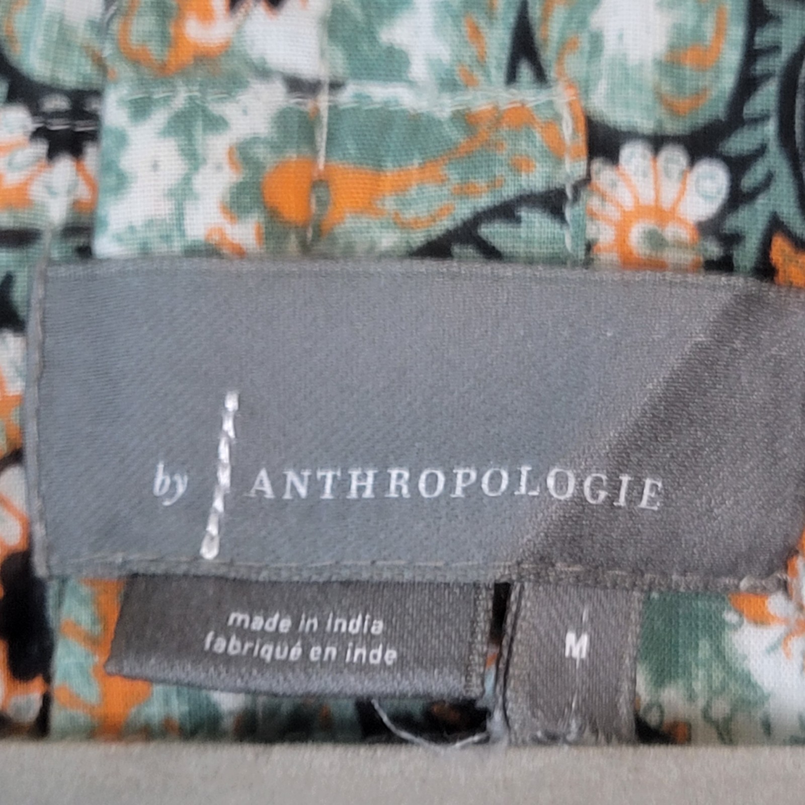 Anthropologie Sz M Astrid Tunic V Neck Floral Printed Lace Flutter Sleeve Dress