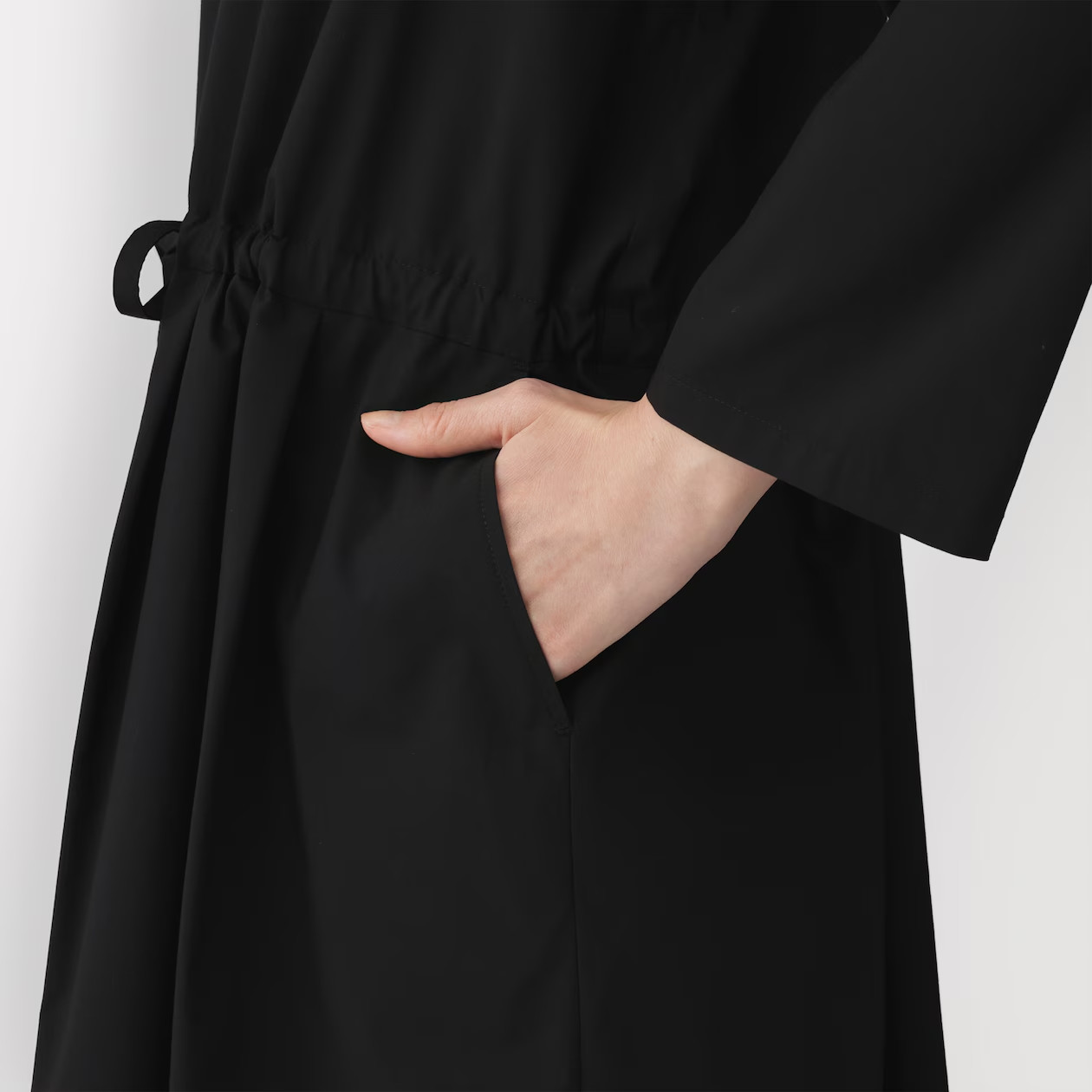 MUJI Womens Light Broadcloth Pullover Dress Black FedEx