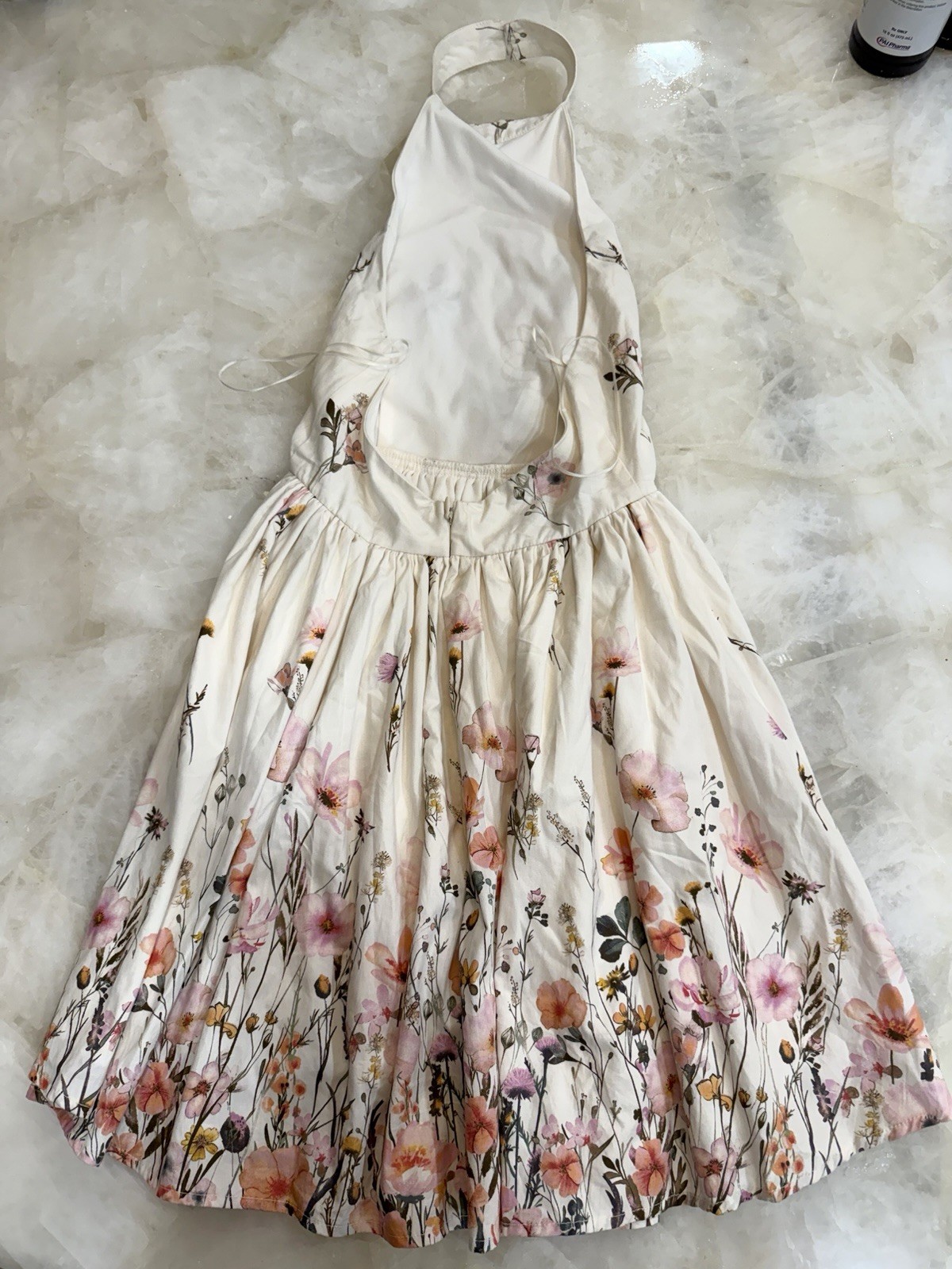 Altar’d State Halter Backless Midi Dress, XXS Cream Floral print