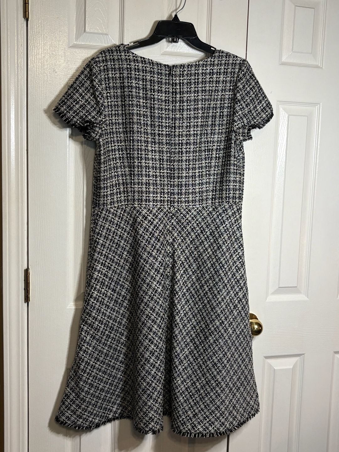 Talbots Women’s Black and White Tweed Fit & Flare Short Sleeve Dress #1086