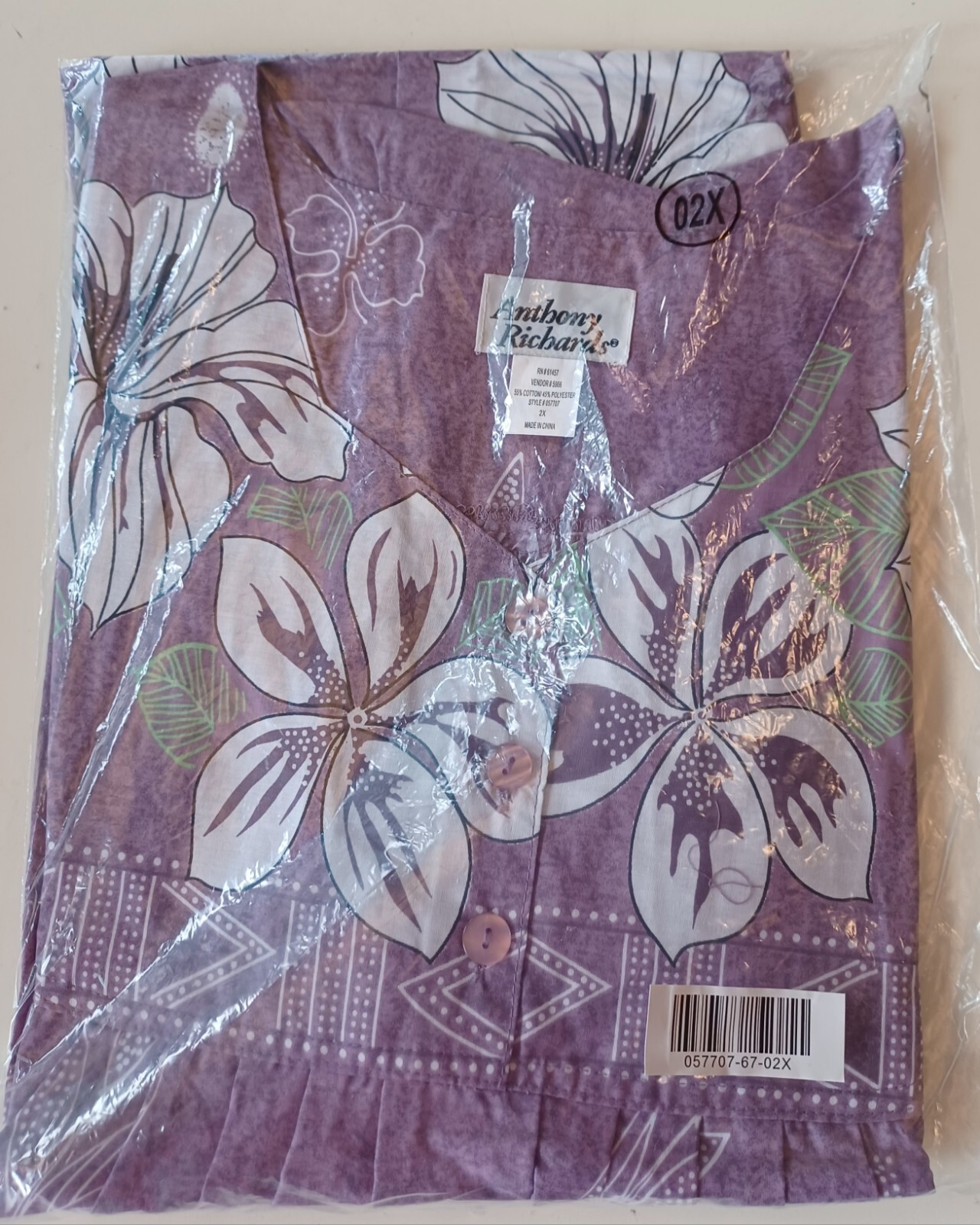 NEW Anthony Richards Womens Muumuu House Dress Lounger Plus 2X Floral Hawaiian