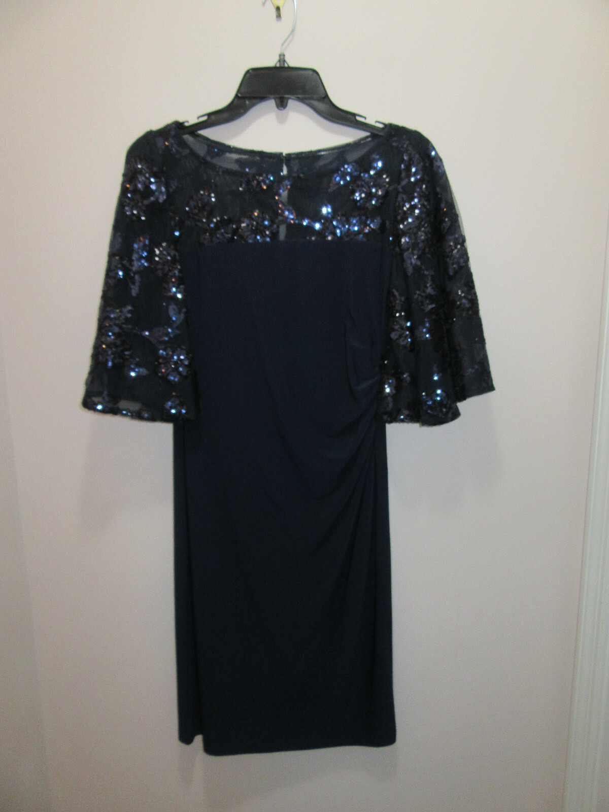 LAUREN RALPH LAUREN DRESS SHIFT SEQUIN-LAID FLORAL NAVY BLUE SIZE 4