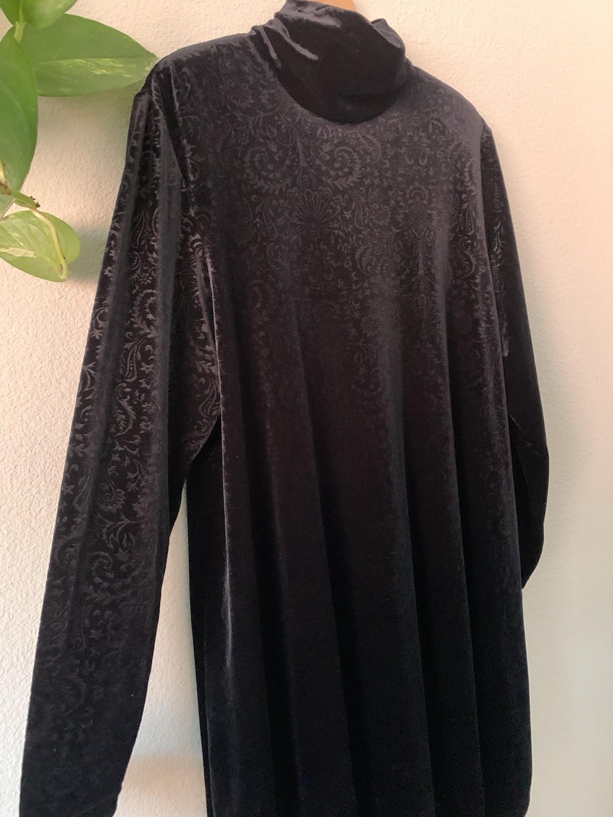 Vintage Velvet Amanda Smith Zip Shift Dress Black Long Sleeve Turtleneck Size 12