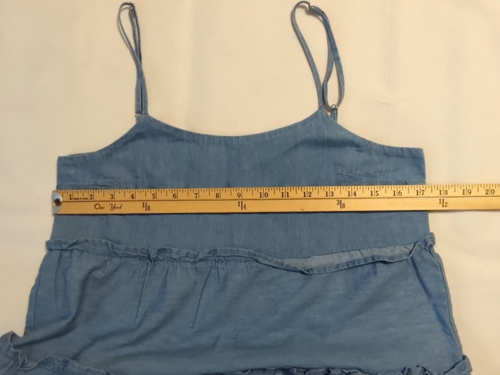 J for Justify Size Small Chambray Adjustable Strap Tiered Sundress EUC