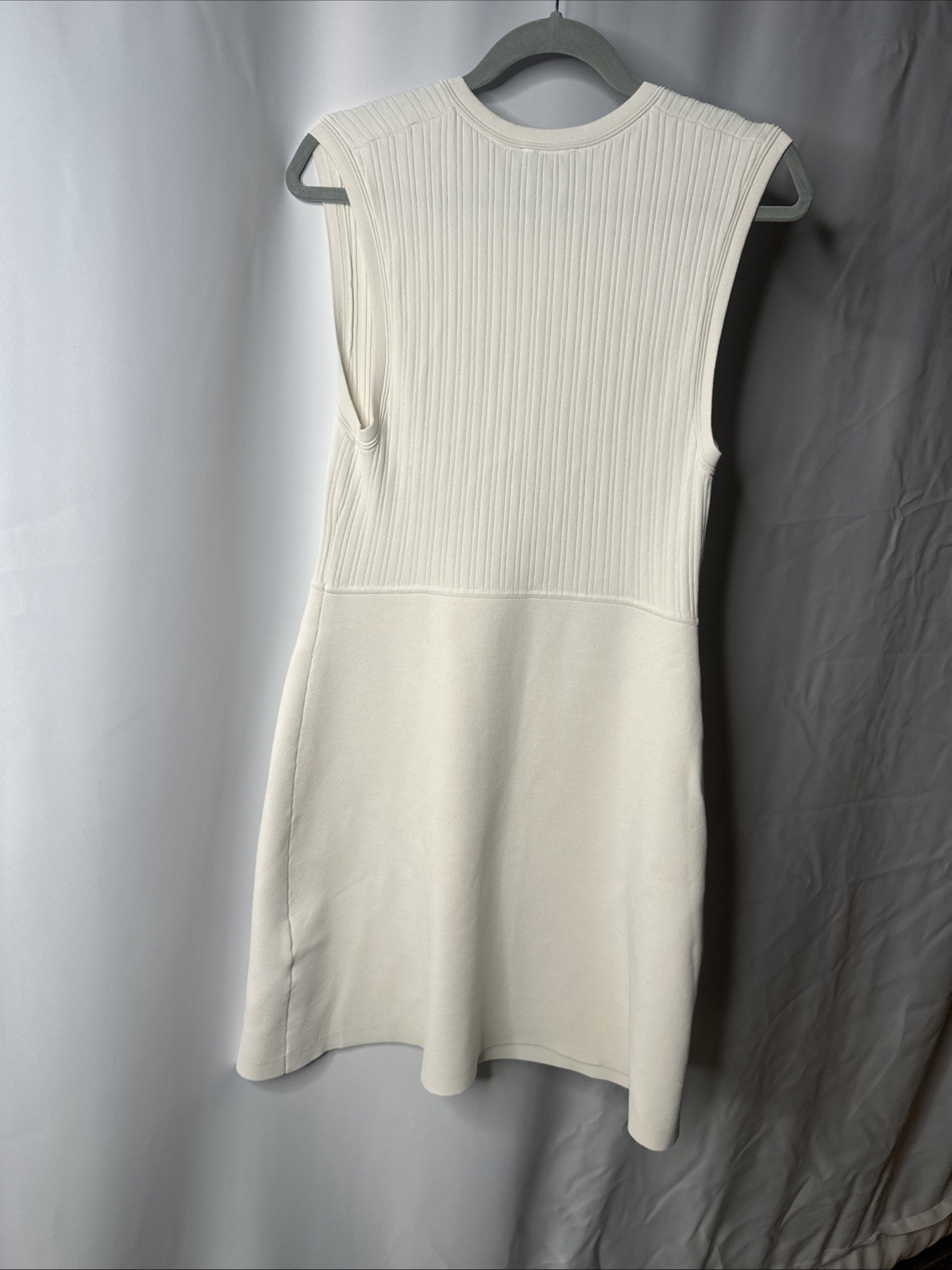 Sandro Off-White Rib Knit Mini Dress Size 40 with Stain