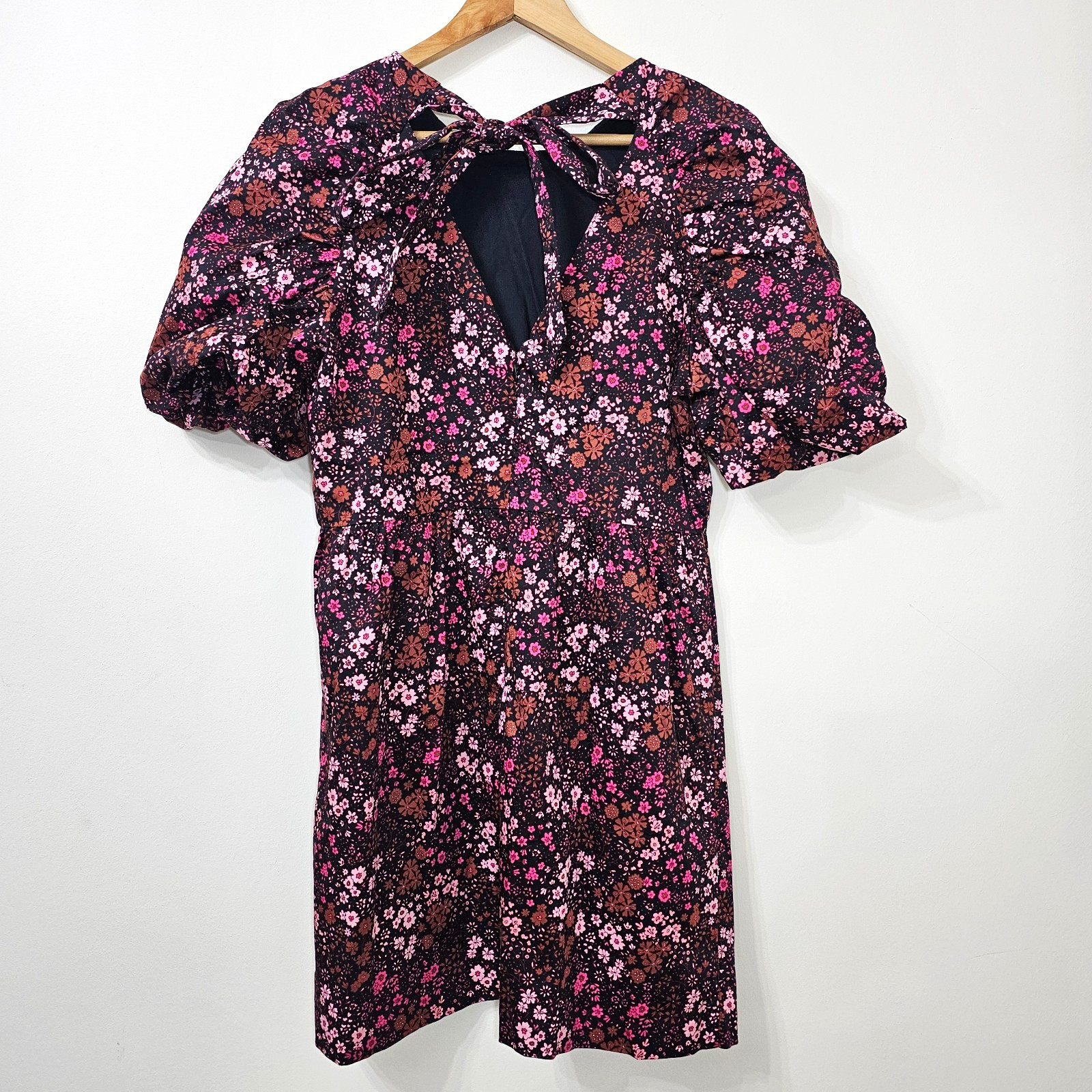 Oliver Bonas Multi Floral Print Puff Sleeve Mini Dress size 12 Ditsy Print Playf