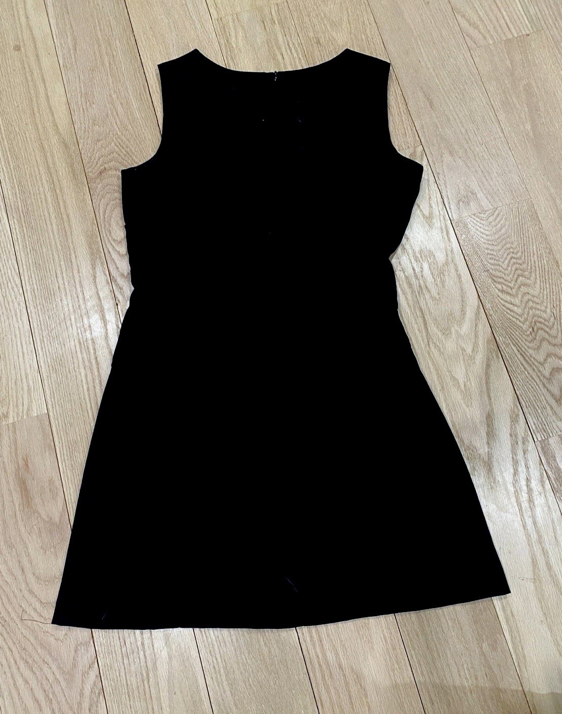 Vintage 90s Kenar Black Sleeveless Mini Dress Drop Waist Mod Size 8 LBD