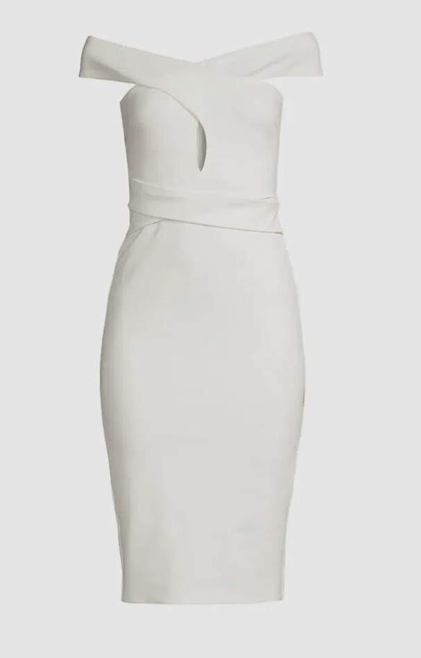 Lavish Alice Keyhole Ponte Halter Dress Women’s Size 4 Off White $170 Old Money