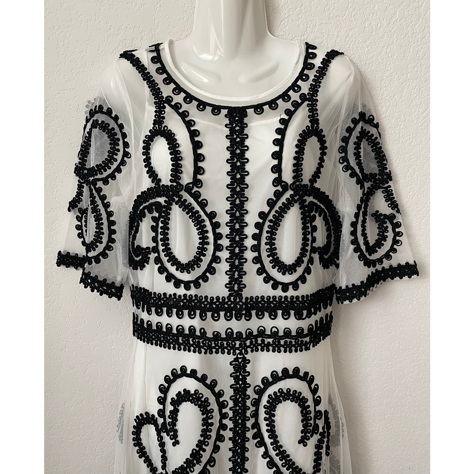 Ark & Co Boho Chic Sheer With Slip Applique Shift Dress Y2K NWT Size Meduim