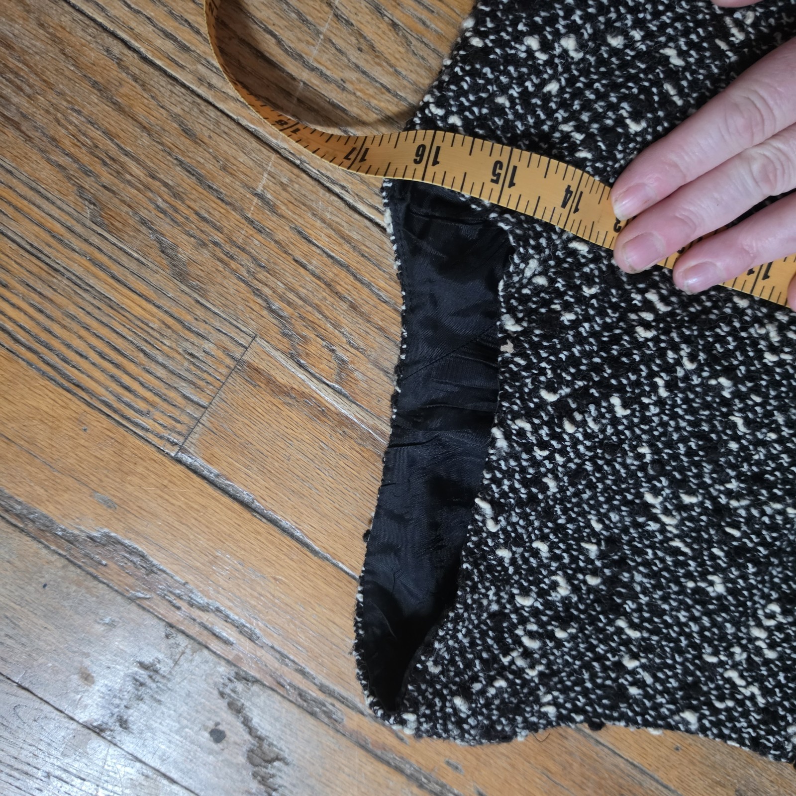 Nanette Lepore Tweed A-Line Sleeveless Dress Lined Ruffle Scoop Black/White 4
