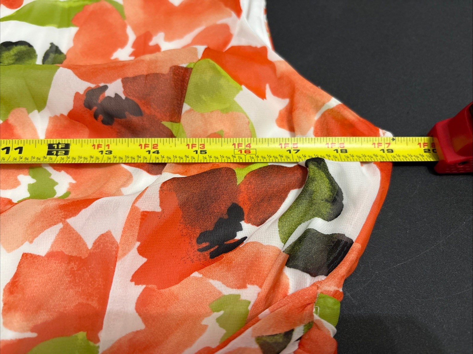 BLACK LABEL by Evan-Picone Women’s 12 Orange Floral Midi Sleeveless Dress Lined*