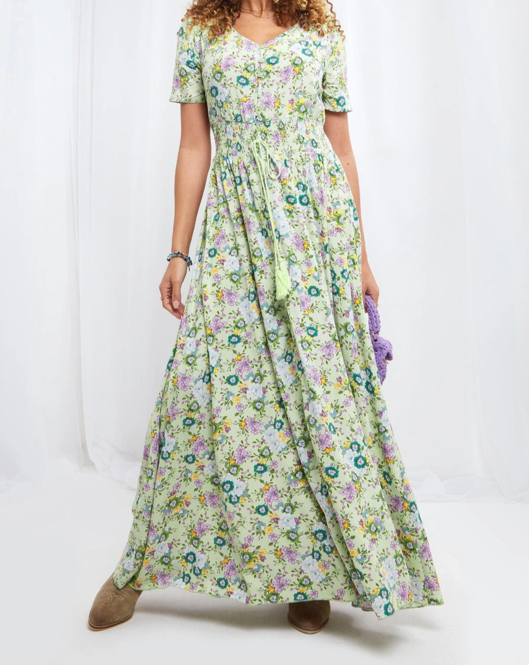 JOE BROWNS VINTAGE STYLE FLORAL BUTTON FRONT MAXI TEA DRESS – Size 18 – RRP £65