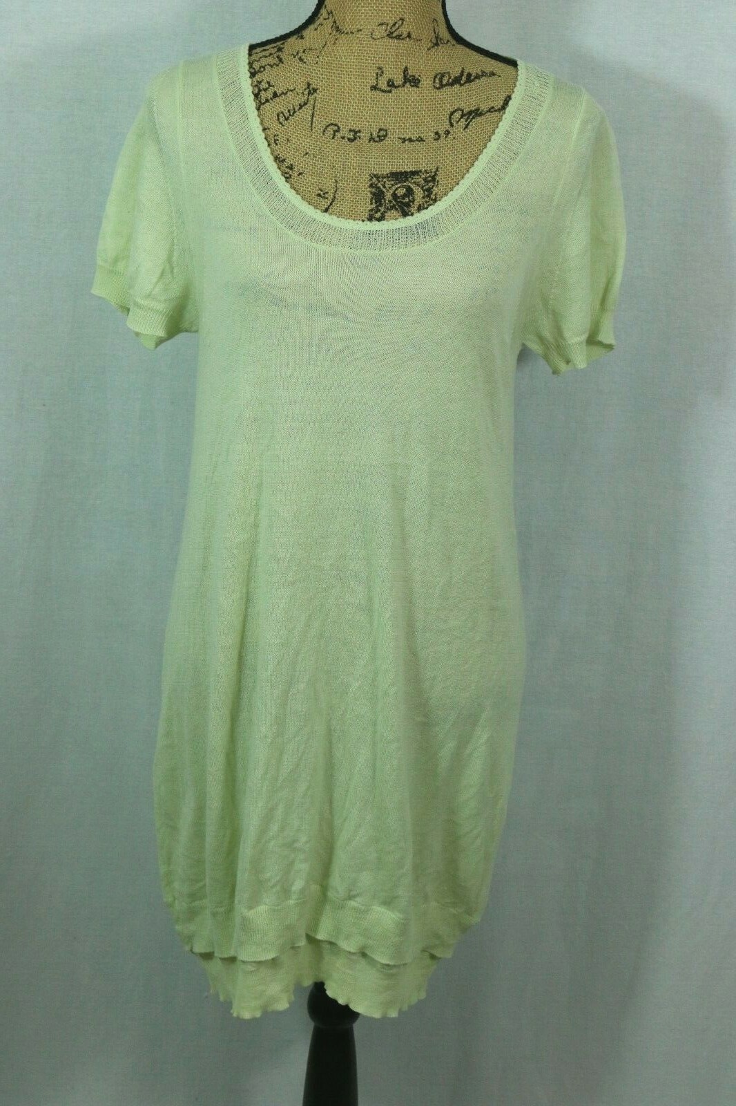3.1 Phillip Lim Knit Dress Size Large Cotton Wool Blend Cap Sleeve Ruffle Hem