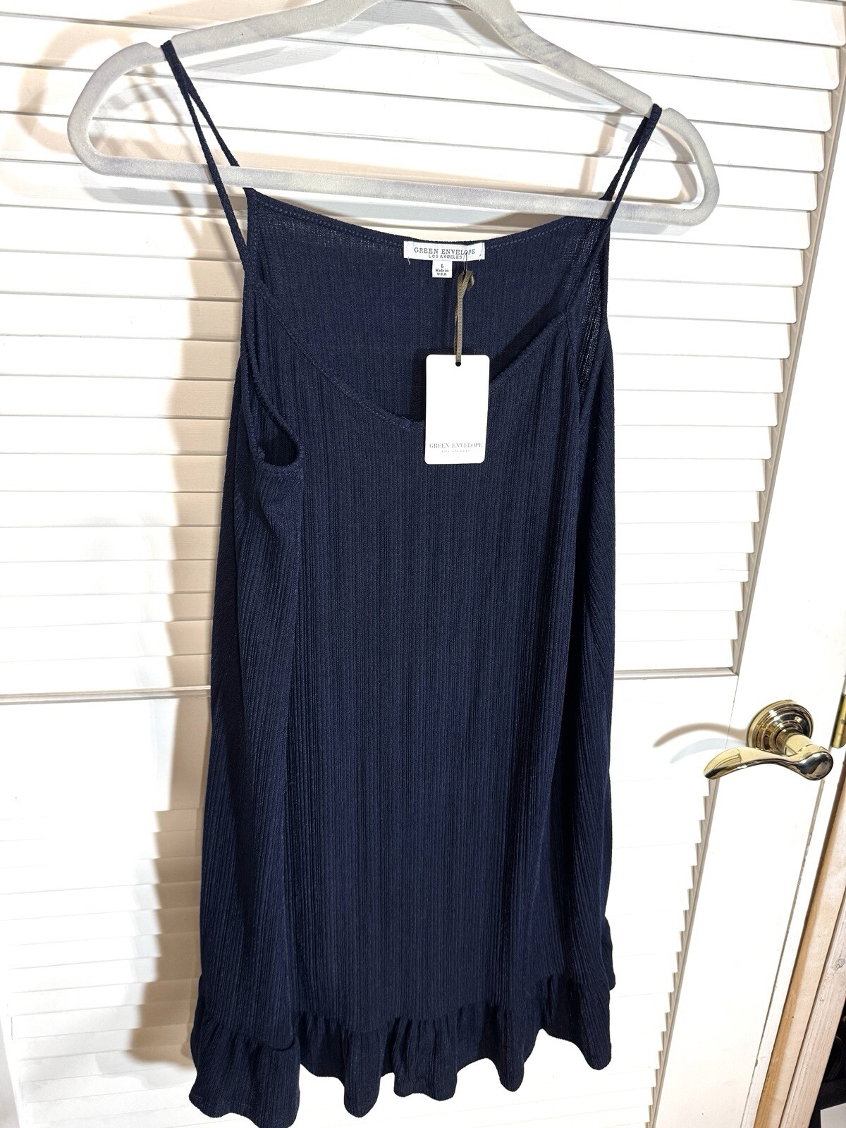 Green Envelope Dress Los Angeles Size Large Blue Ribbed Beach Cover Women NWT
