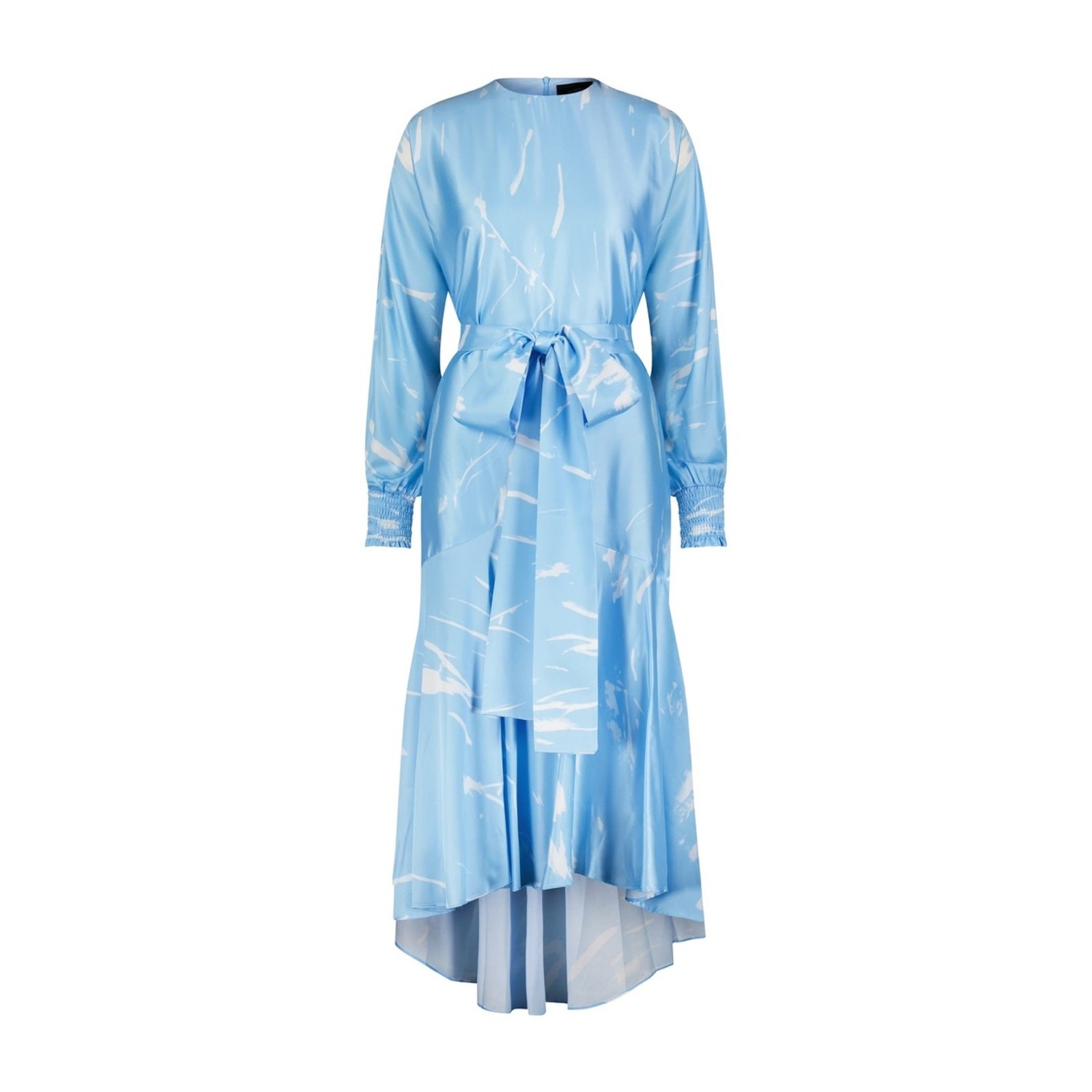 New Aleeza Paris Onyx Printed Dress – Sky Cloud Blue – Size Large