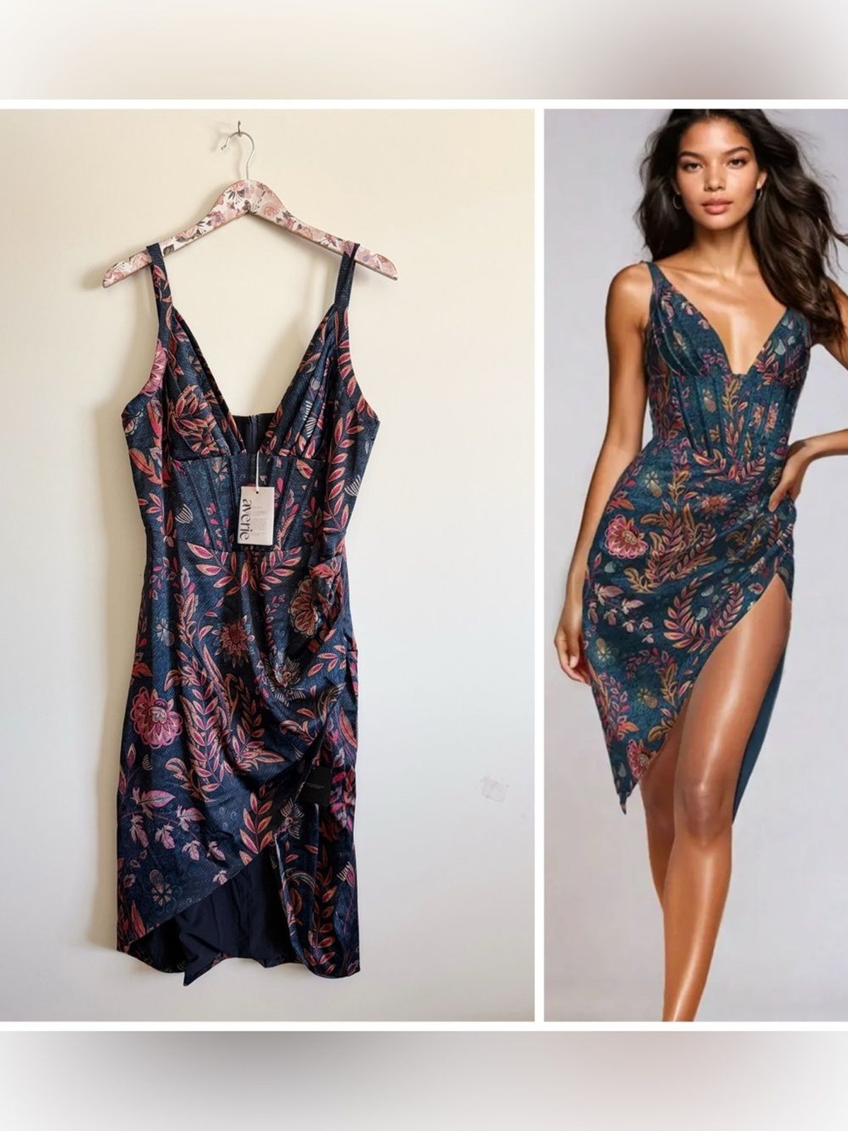 NWT AVERIE Halley Draped Midi Dress Size XL New Cocktail Corset