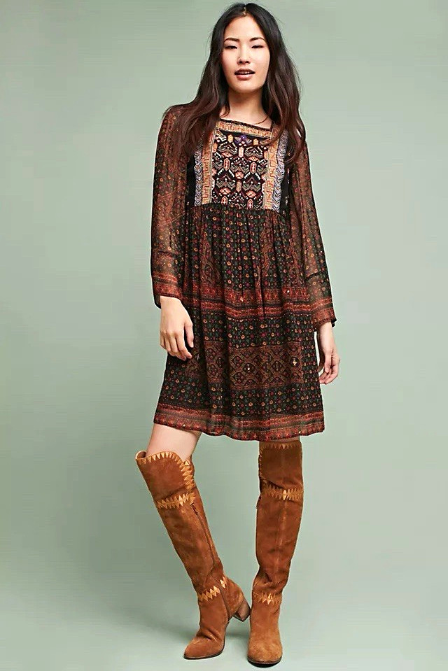 Akemi + Kin Black Multicolor Floral Sheer Chiffon Shift Dress Square Neck M