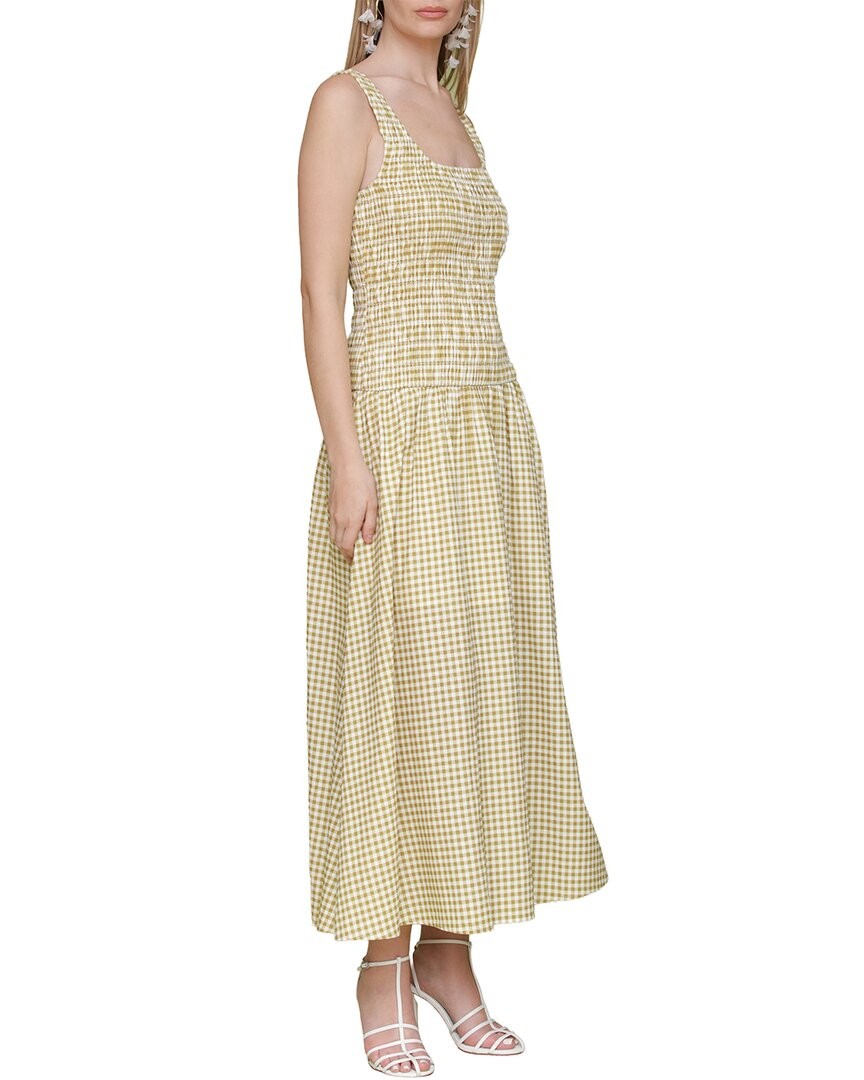 Avec Les Filles Drop Waist Smocked Bodice Linen-Blend Dress Women’s
