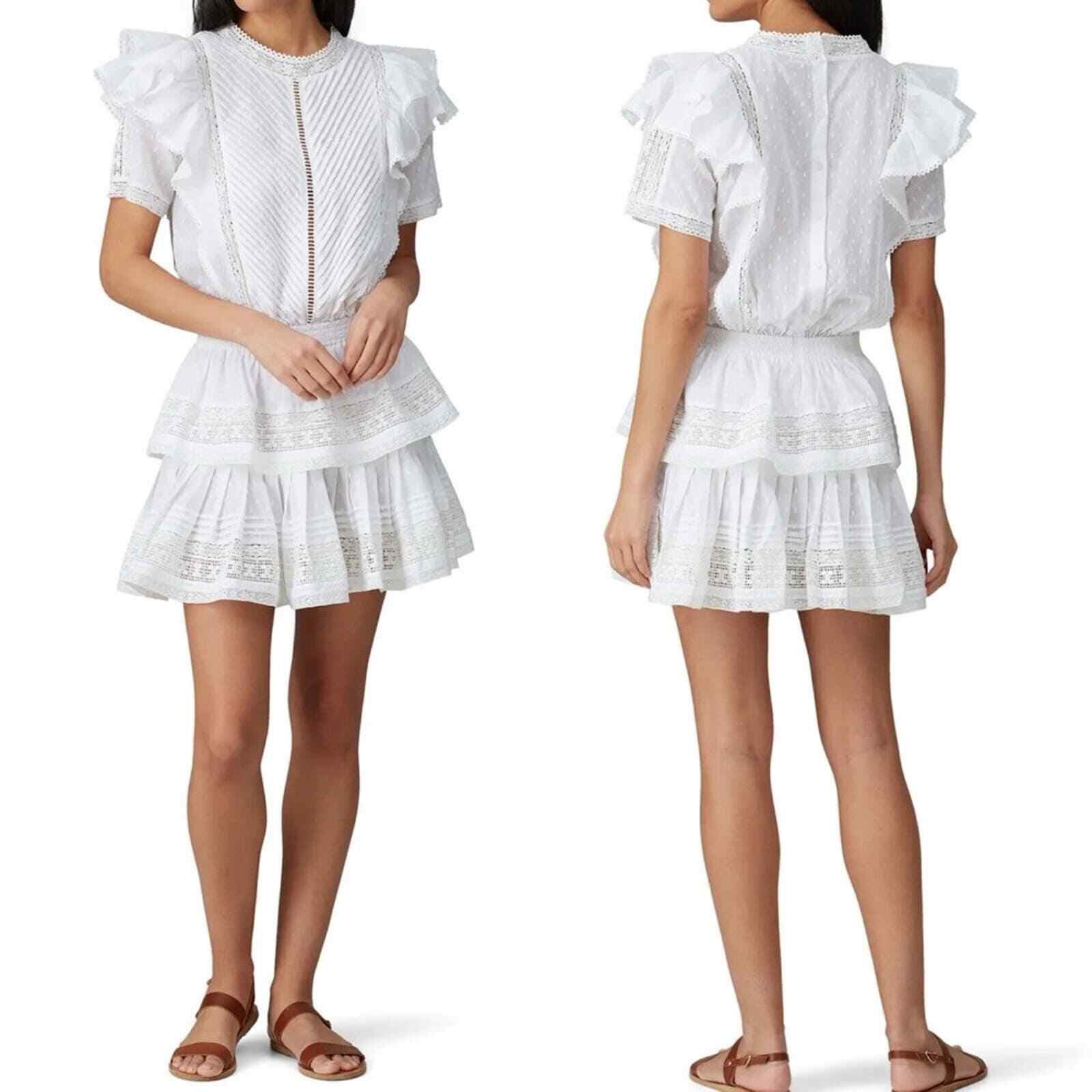 Maia Bergman Mery Dress XL white ruffle mini feminine graduation bachelorette