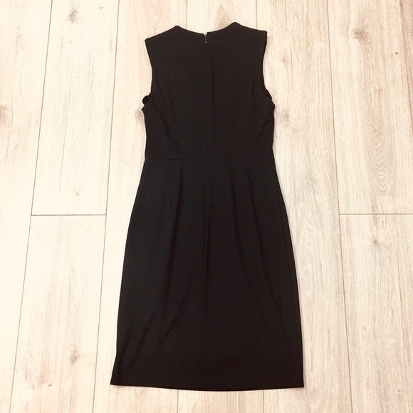 Banana Republic professional black faux leather trim dress 2 quiet luxury