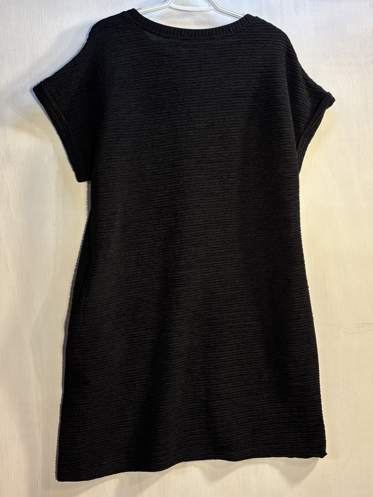 Evaless Women’s Size L Stretch Textured Knit Tunic Dress Pockets