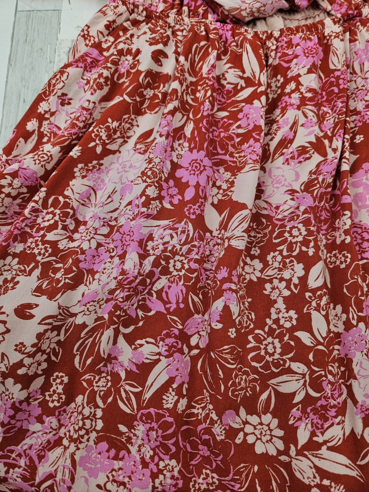 Vici Womens Dress Small Hi Low Maxi Pockets Ruffle Raspberry Floral