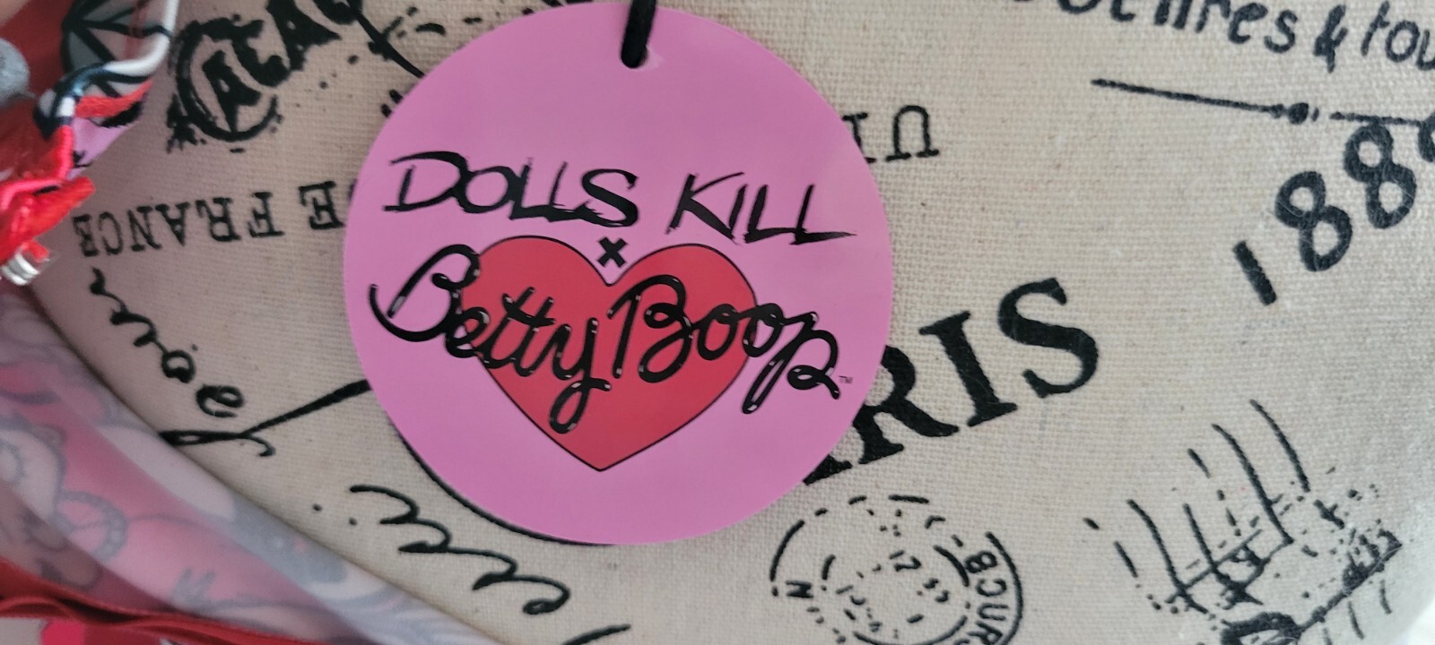 Dolls Kill & Betty Boop Lover Catch A Kitten Off Shoulder Satin Dress Medium