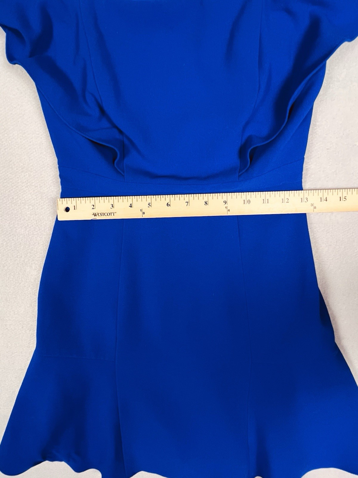 BCBG BCBGMAXAZRIA Dress Alandra Off Shoulder Flounce Hem Larkspur Blue Women’s 2