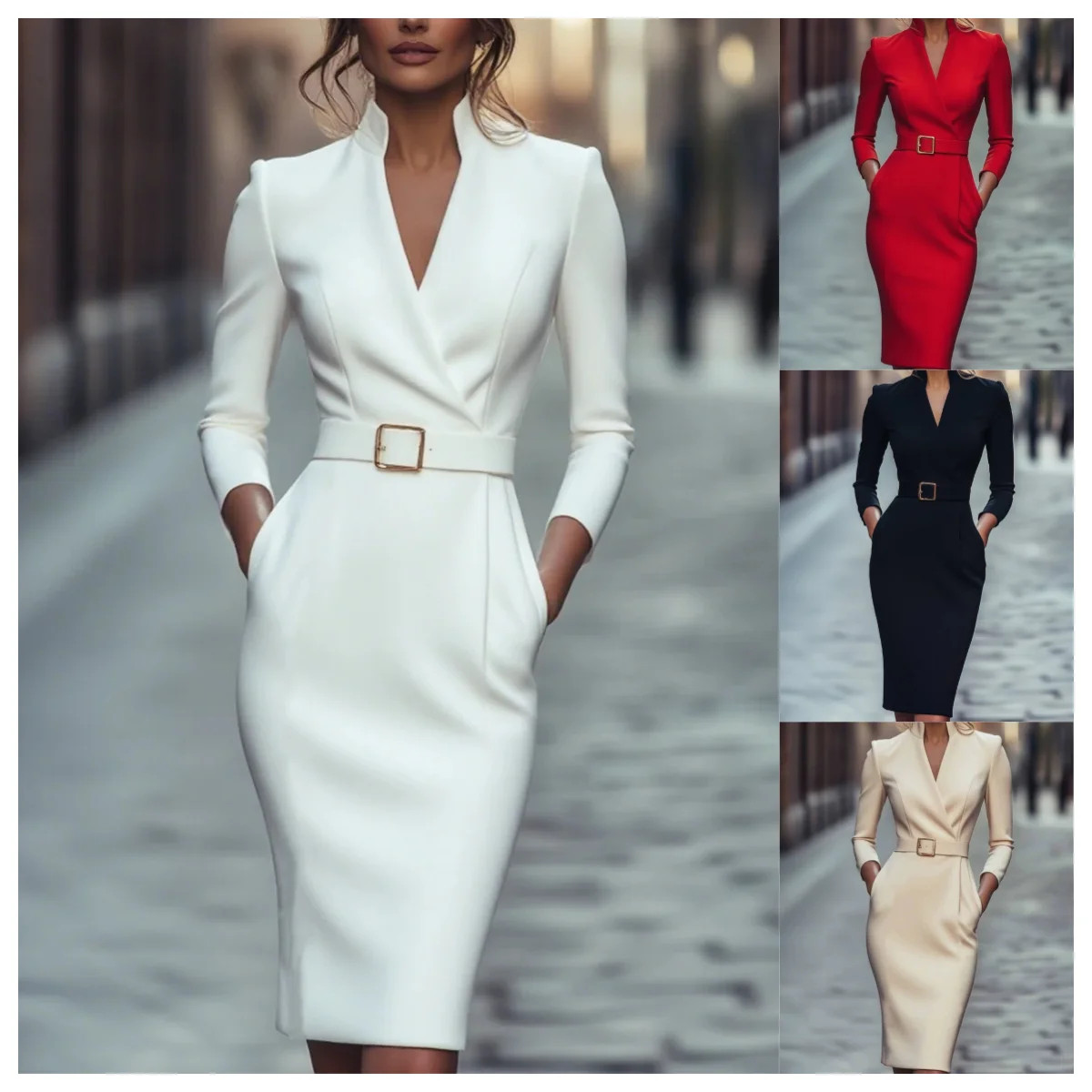 Autumn French high-end temperament celebrity small fragrant style waist dress