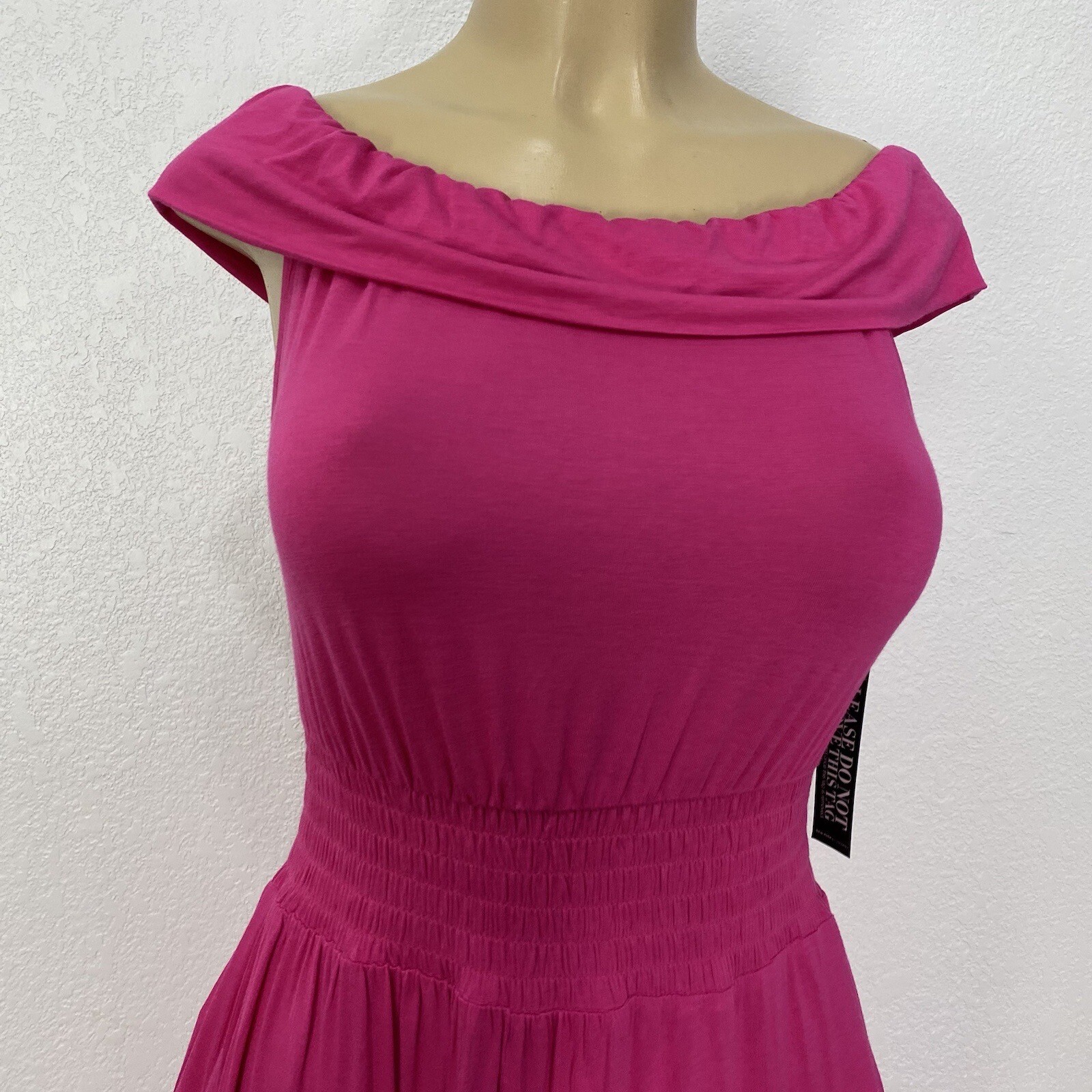 NY&C Pink Pullover Knit Pocketed Maxi Dress Womens Size XS Casual Off Shoulders