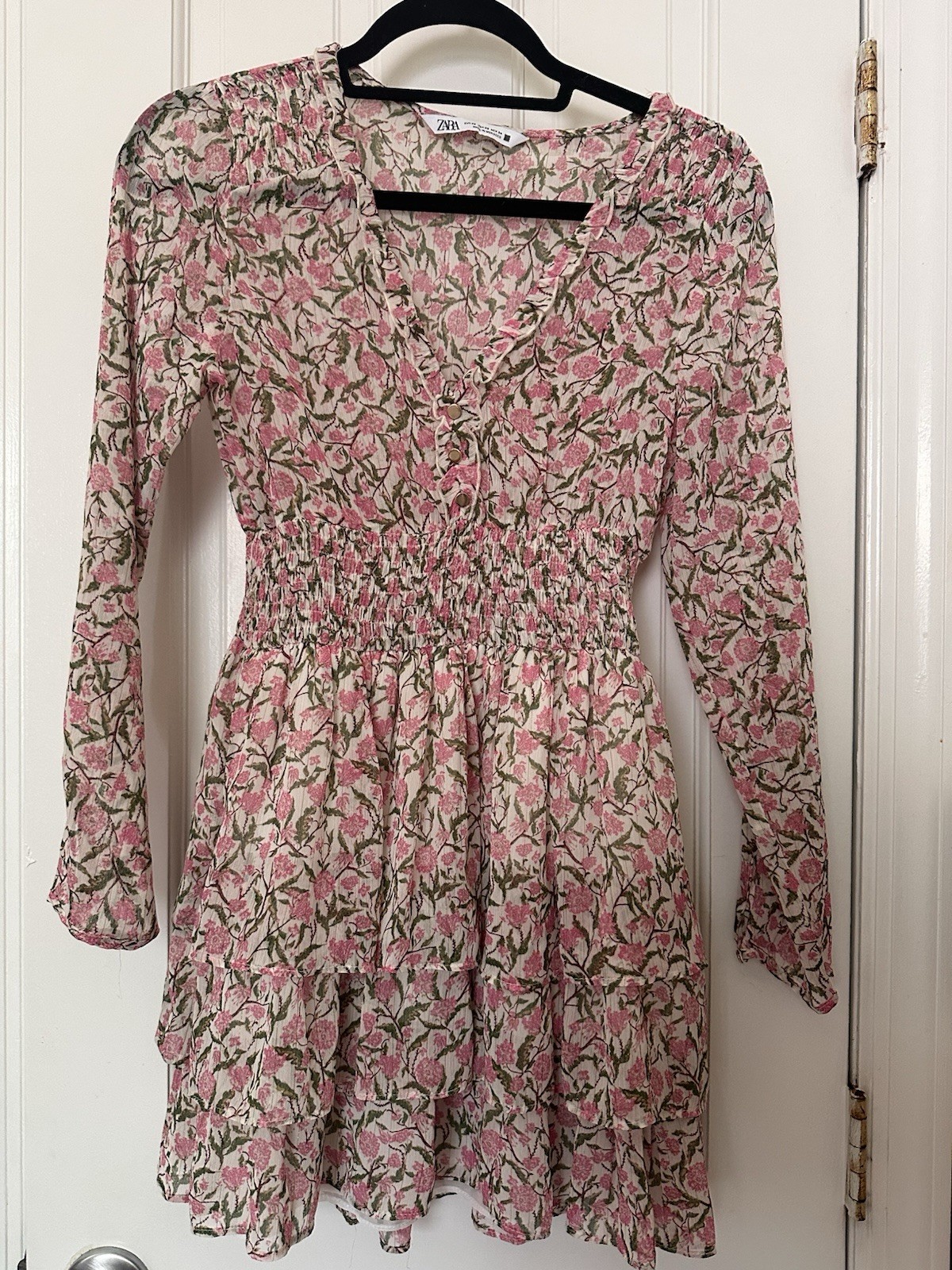 Zara Dress Womens Size XS Ruffle Mini Floral Romantic Boho Peasant