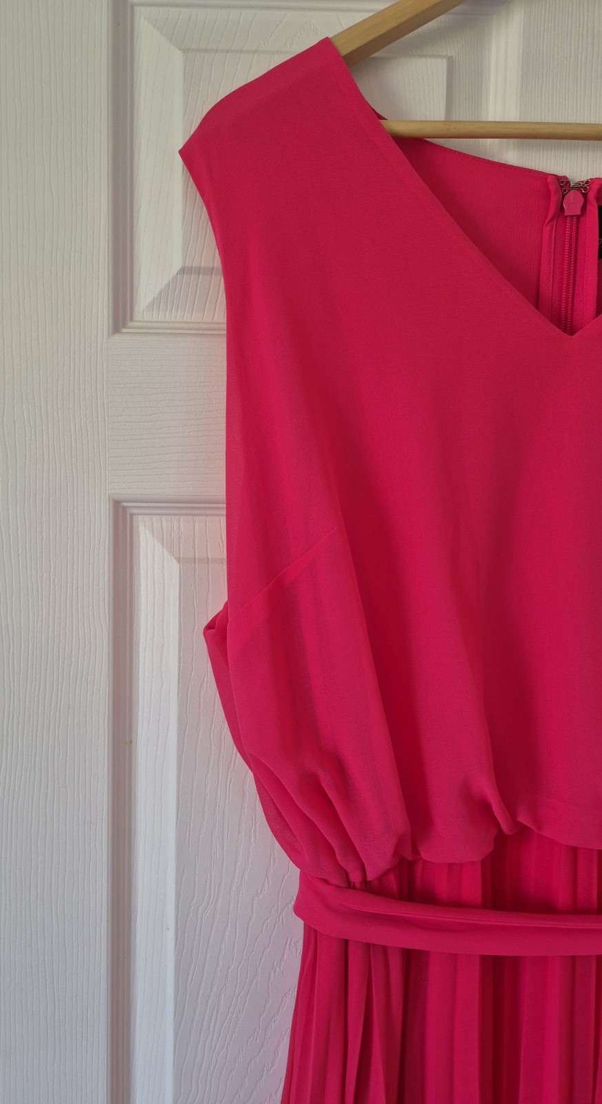 Phase Eight Pink/Red Ombre Piper Dress, Occasion Pleated Maxi, Size 2XL NWTS