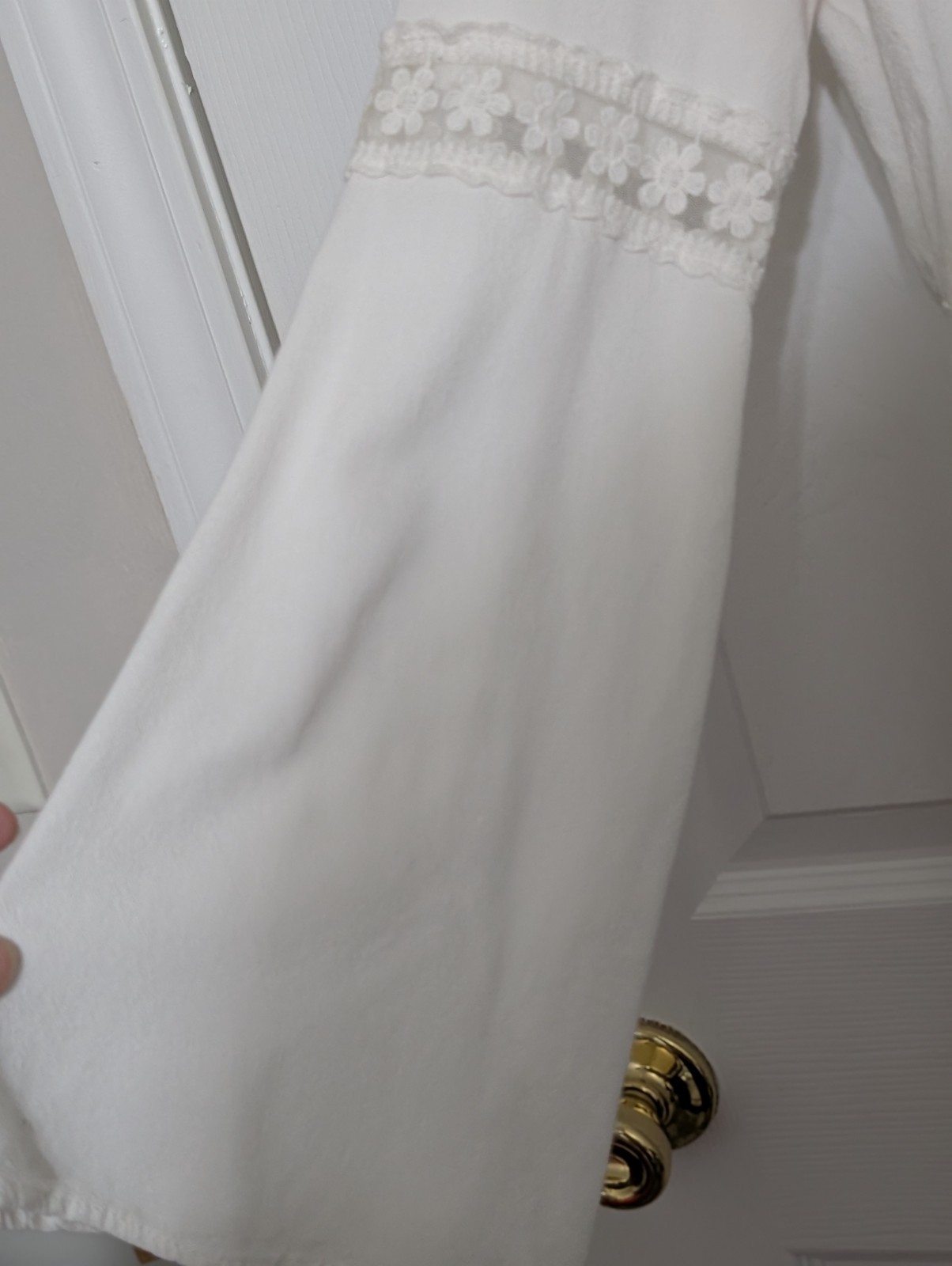 Boho Dress Cottage-core Anna Grace Peasant Bell Sleeve Lace Sz S Cream Ivory