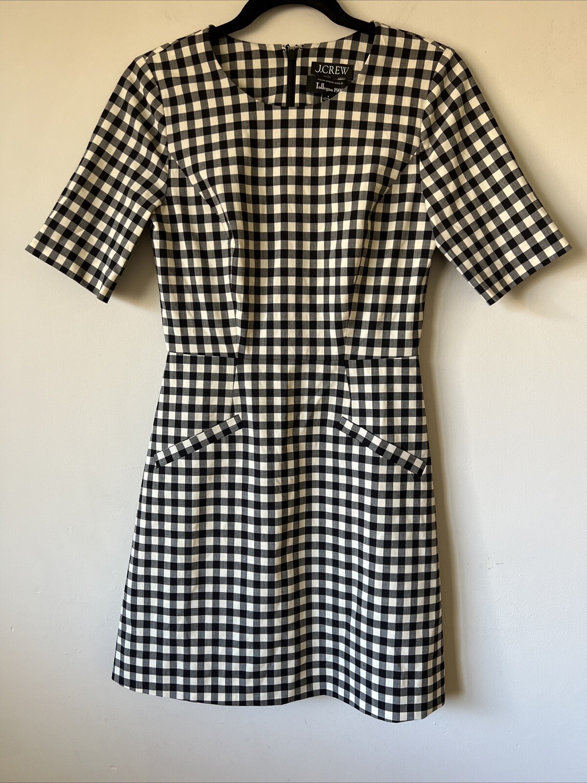 J. Crew Mini Dress Size 0 Gingham Bi Stretch Wool Blend Tollegno 1900 Career