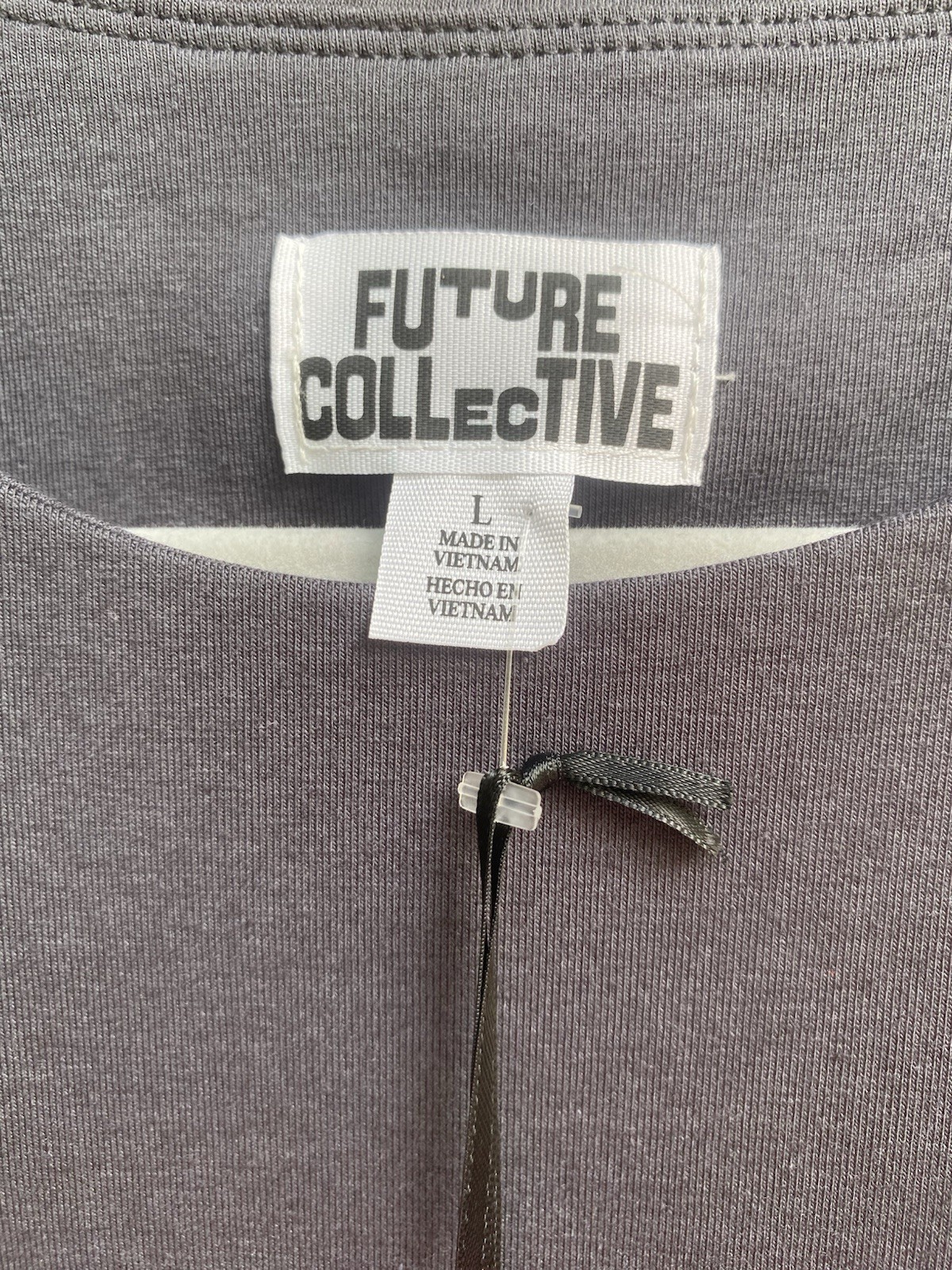 NWT Future Collective Gray Mixed Media Bubble Hem Drop Waist Dress Size Large
