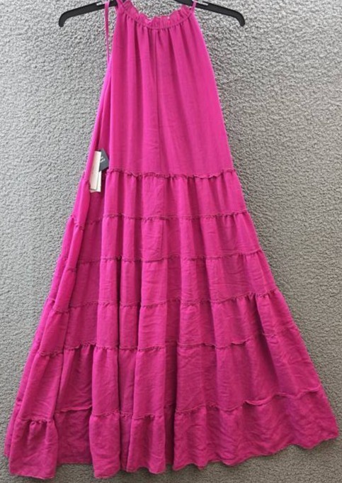 Signature by Robbie Bee Tiered Ruffled-Neck Midi Dress Women’s Large Pink
