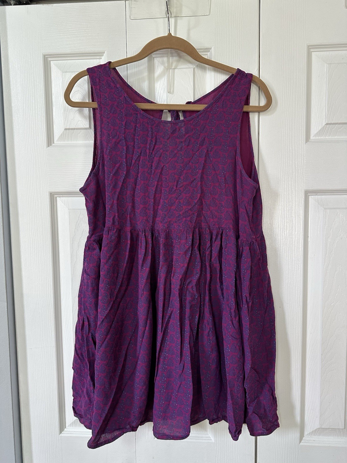 Natural Life Floral Babydoll TUNIC Top Wm’s SZ M Keyhole Back Boho Fairy Core