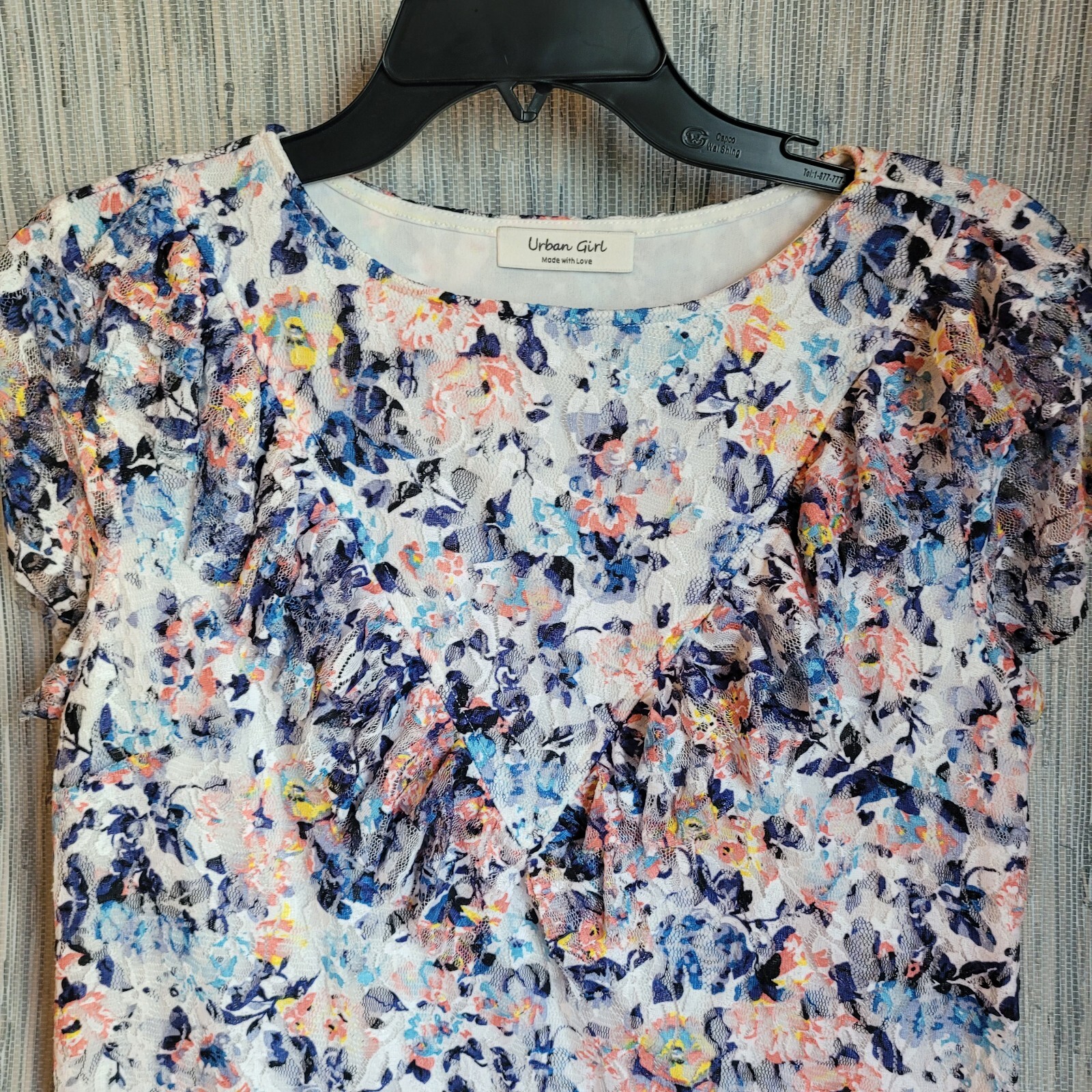 NWT Women Abstract Round Neck Pullover Slip On Floral Dress Short Size Medium