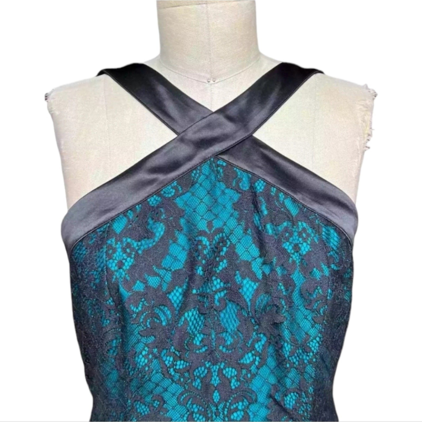 Draper James Betty Party pLace Halter MiniKnee Length Dress Teal Black Size 10