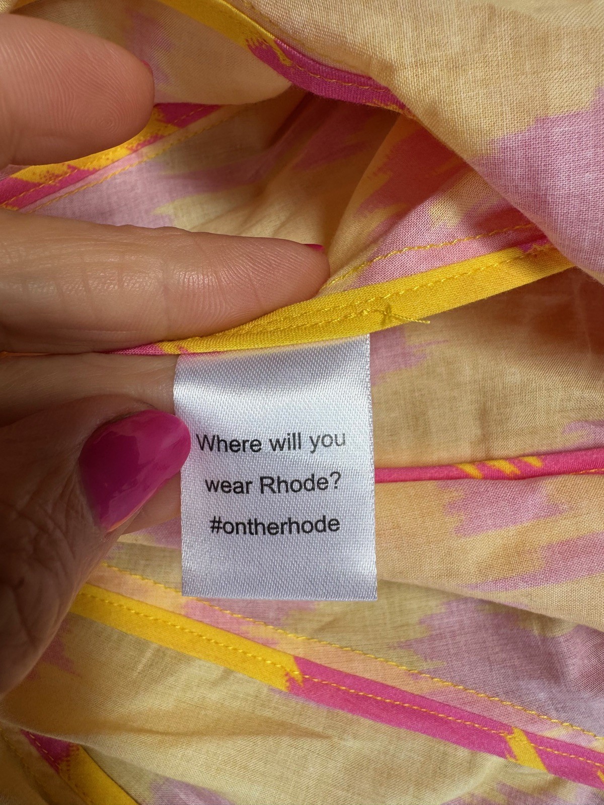 Stunning RHODE “Ella” Ikat Print Yellow & Pink Cotton Belted Mini DRESS, S §