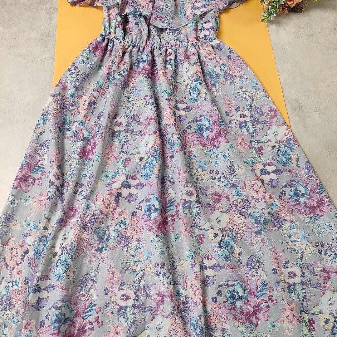 L’EST ROSE Floral Off Shoulder Maxi Dress Lavender Cottagecore Fairy Kei Japan