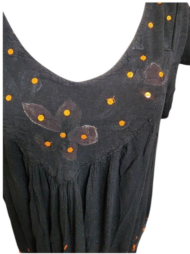 Just Love Boho Hippie Black Embellished Dress OS Black