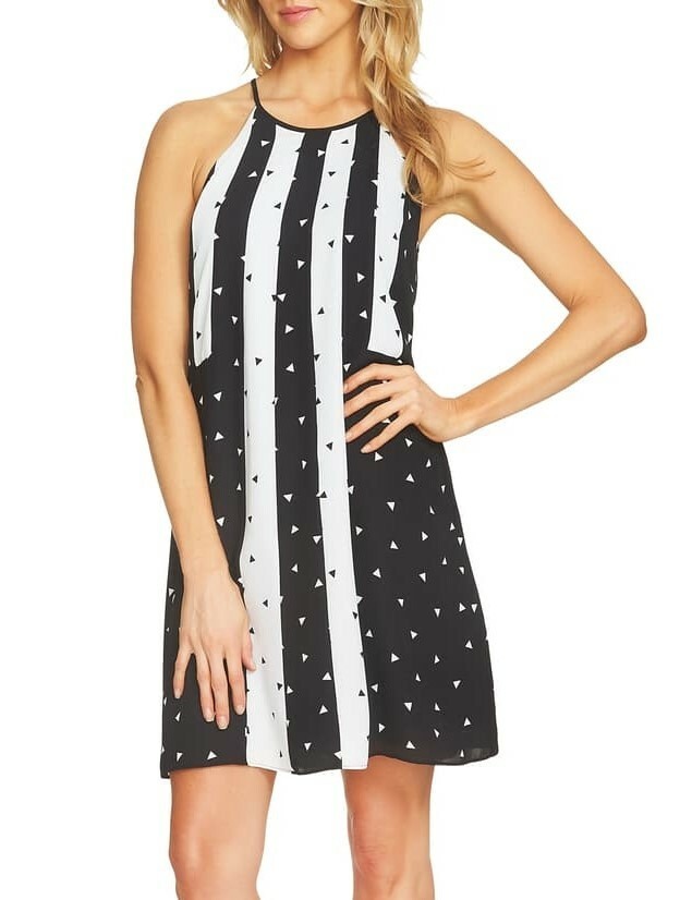 CeCe Colorblock Triangle Striped Halter Shift Dress, Size 0 ($119)