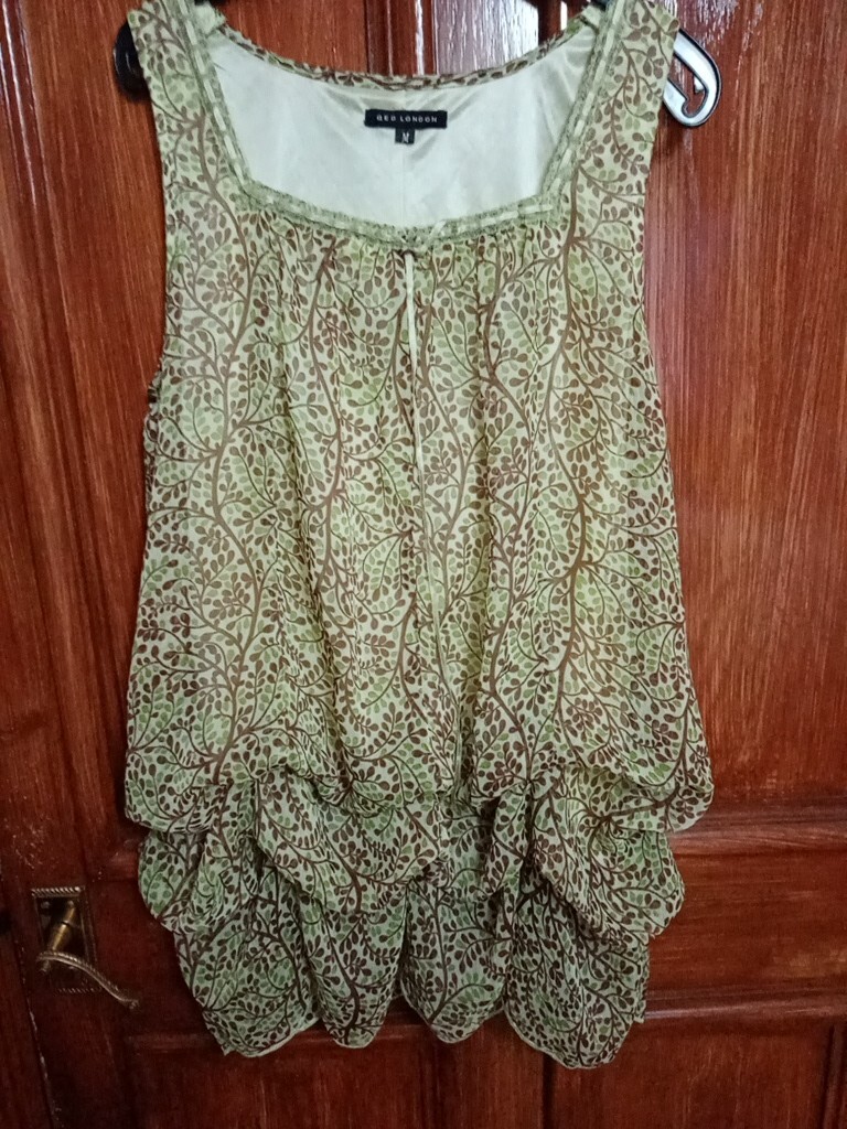 Two Green Lined Summer Dresses (Length 30 inches) Size M